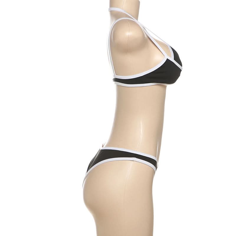 Chic Black & White Cutout Halter Bikini Set | Your Perfect Resort Wear for Fall & Winter Escapes