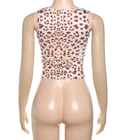 Trendy Leopard Print Square Neck Crop Top with Peek-a-Boo Pink Lace | Fall 2025 Style