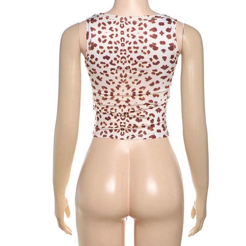 Trendy Leopard Print Square Neck Crop Top with Peek-a-Boo Pink Lace | Fall 2025 Style