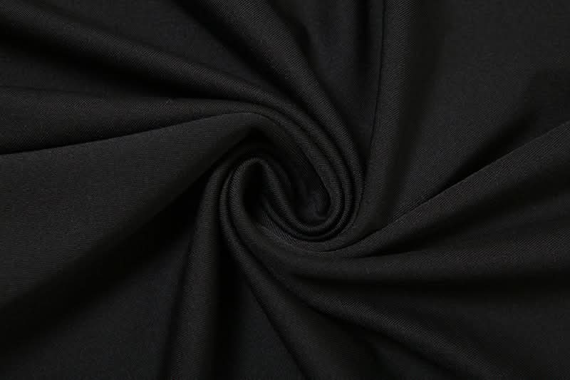 Chic Black Halter O-Ring Crop Top & Ruched Maxi Skirt Set - Fall Evening & Holiday Ready