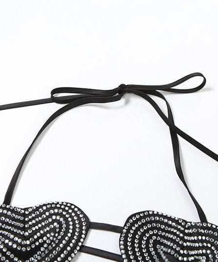 Glamorous Rhinestone Heart Halter Crop Top – Sparkle & Shine This Halloween & Holiday Season!