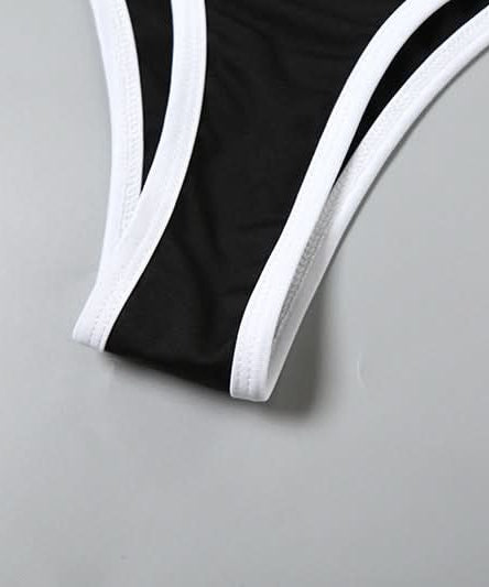 Chic Black & White Cutout Halter Bikini Set | Your Perfect Resort Wear for Fall & Winter Escapes