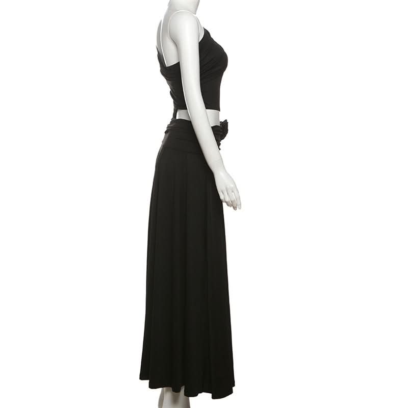 Chic Black One-Shoulder Cutout Maxi Dress - Your Dazzling Fall & Holiday Event Staple