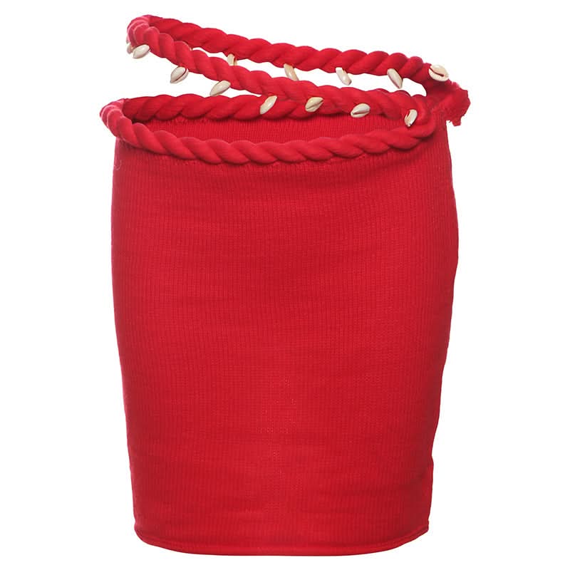 Coastal Chic Knitted Mini Skirt with Seashell & Rope Waist - Your Fall Getaway Essential