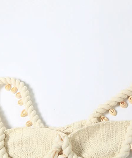 Seashell Dreams Knit Crop Top | Coastal Chic Resort Bralette with Rope Straps