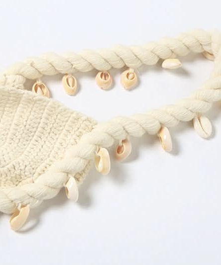 Seashell Dreams Knit Crop Top | Coastal Chic Resort Bralette with Rope Straps