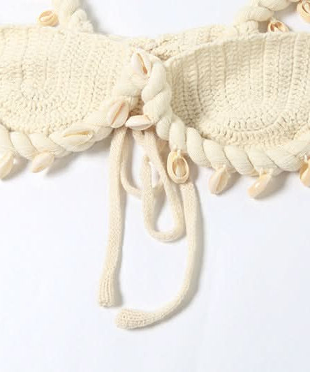 Seashell Dreams Knit Crop Top | Coastal Chic Resort Bralette with Rope Straps