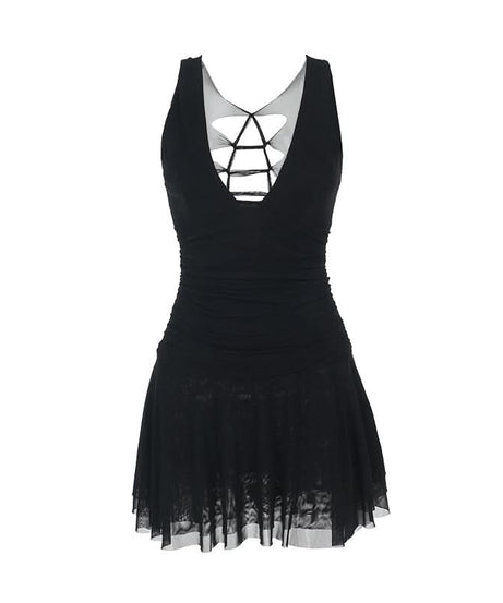 Black Siren Strappy V-Neck Ruched Mini Dress - Your Fall & Halloween Party Must-Have
