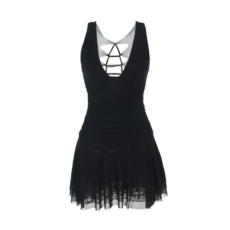 Black Siren Strappy V-Neck Ruched Mini Dress - Your Fall & Halloween Party Must-Have