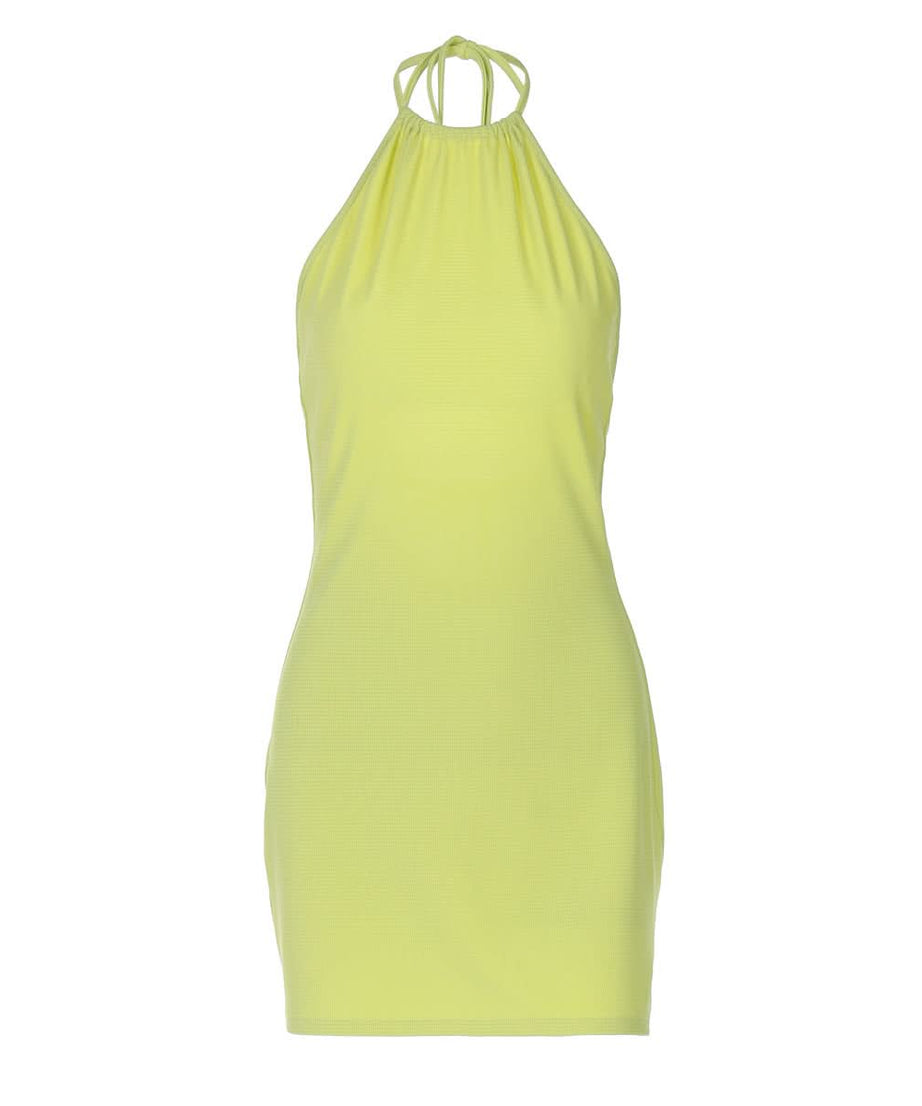 Electric Lime Halter Bodycon Mini Dress - Your Showstopping Look for Fall Parties & Nights Out