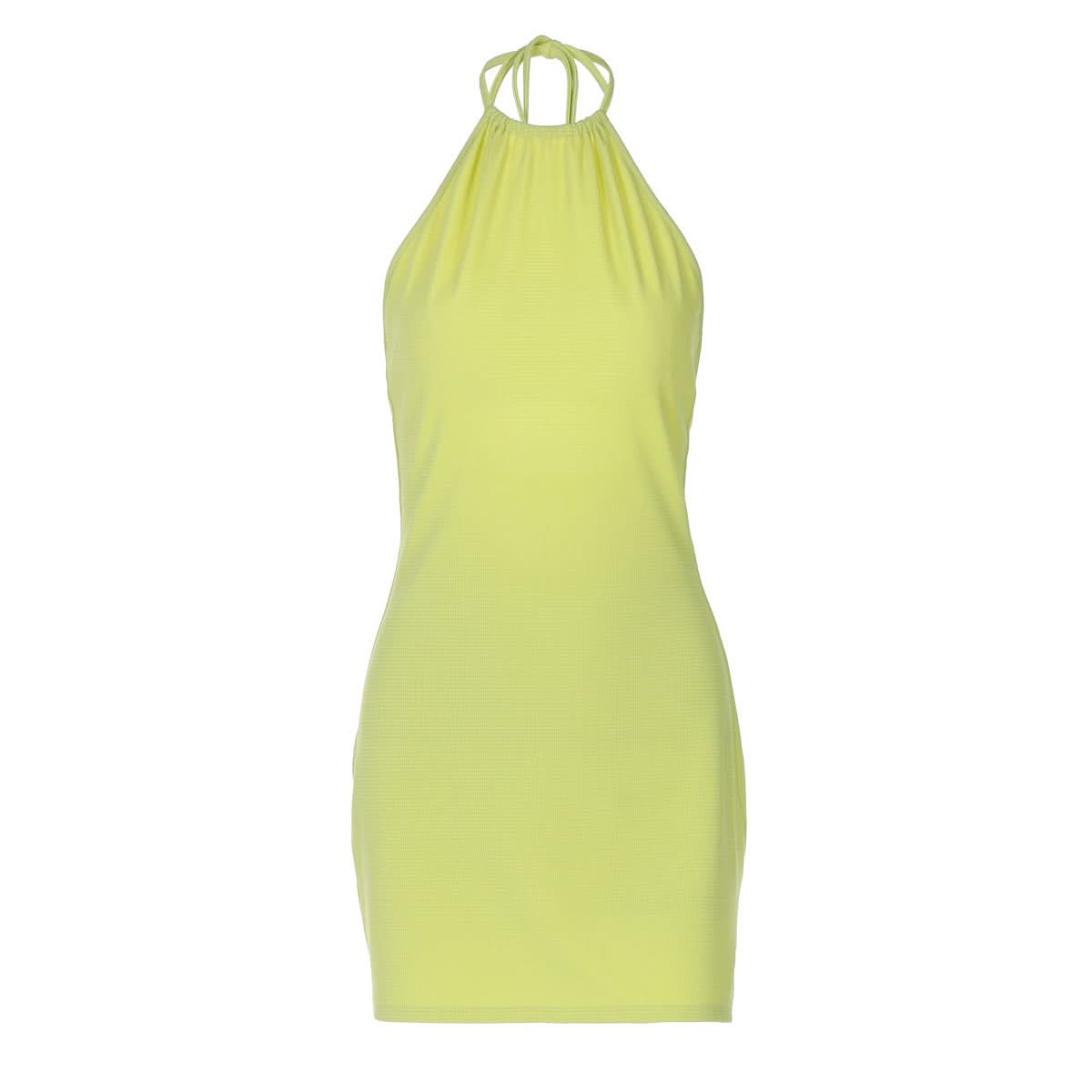 Electric Lime Halter Bodycon Mini Dress - Your Showstopping Look for Fall Parties & Nights Out