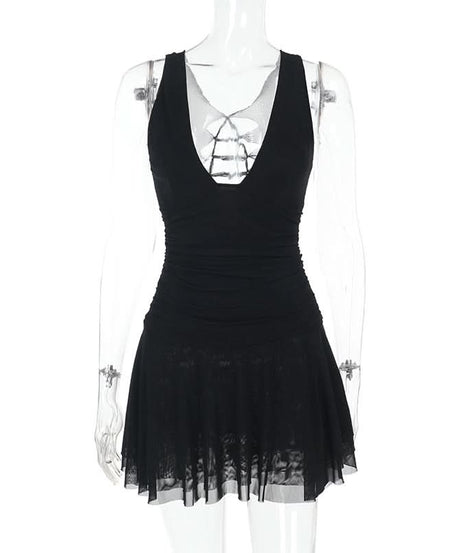 Black Siren Strappy V-Neck Ruched Mini Dress - Your Fall & Halloween Party Must-Have