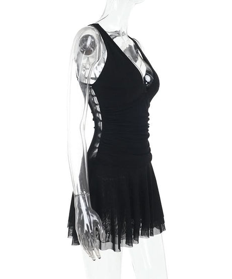 Black Siren Strappy V-Neck Ruched Mini Dress - Your Fall & Halloween Party Must-Have