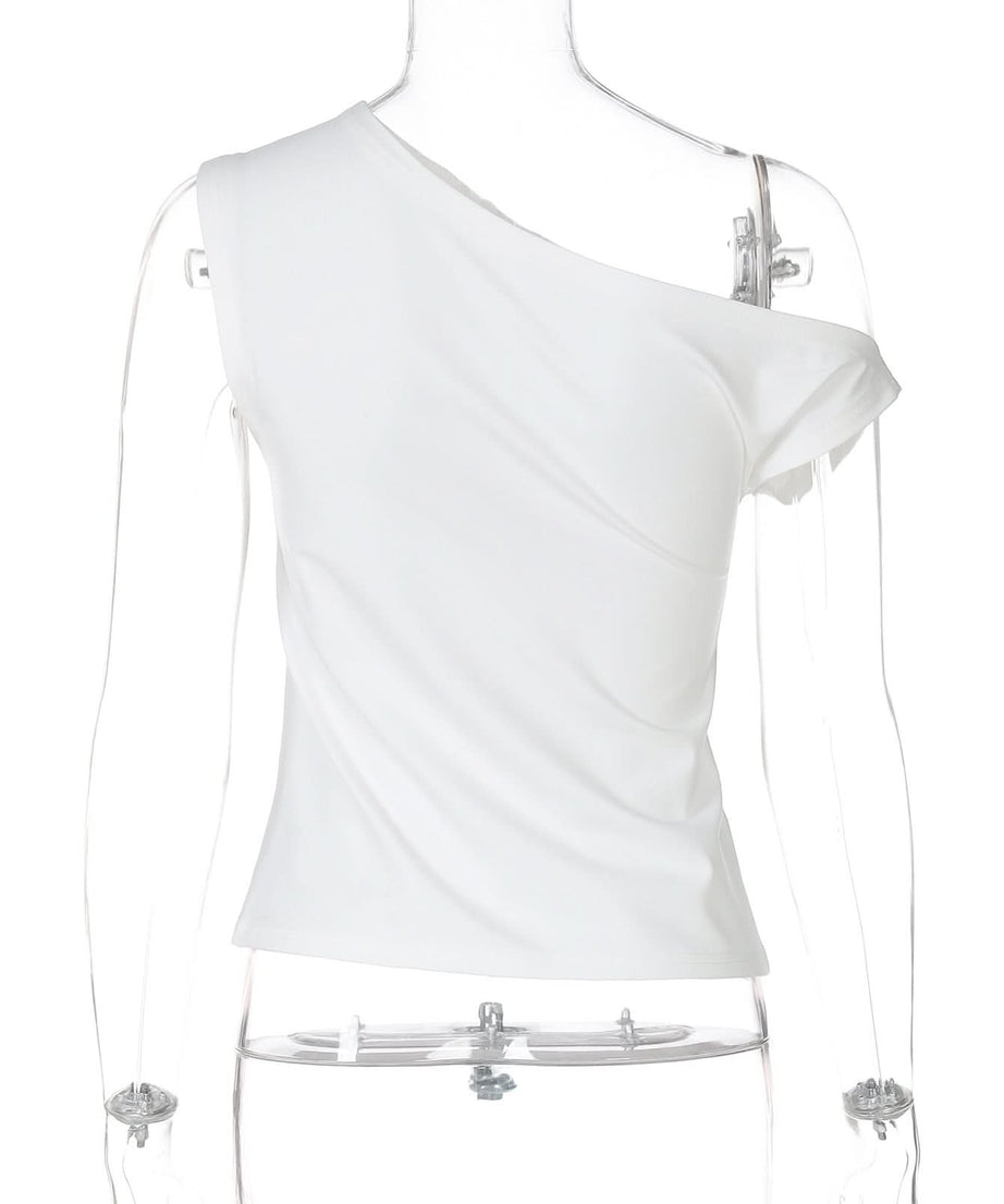 Dazzling Heart Stud One-Shoulder Top – Your Chic Fall Statement Piece