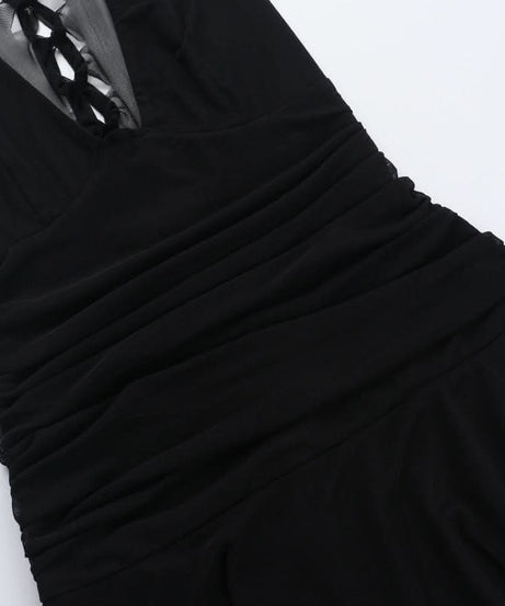 Black Siren Strappy V-Neck Ruched Mini Dress - Your Fall & Halloween Party Must-Have