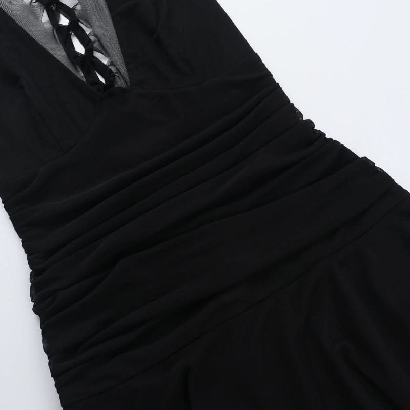 Black Siren Strappy V-Neck Ruched Mini Dress - Your Fall & Halloween Party Must-Have