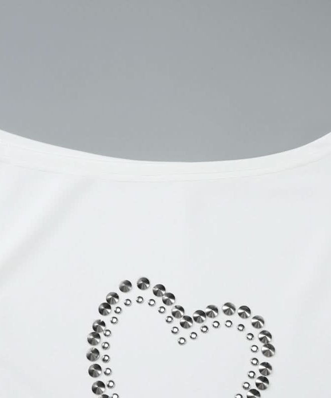 Dazzling Heart Stud One-Shoulder Top – Your Chic Fall Statement Piece