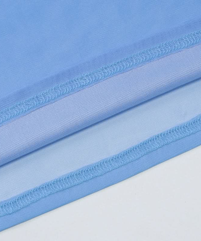 Ethereal Bloom Long Sleeve Mesh Maxi Dress - Sheer Blue Floral for Fall Layering