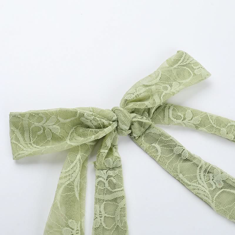 Chic Pistachio Green Lace Halter Top | Sheer Ruched Bustier for Fall Nights