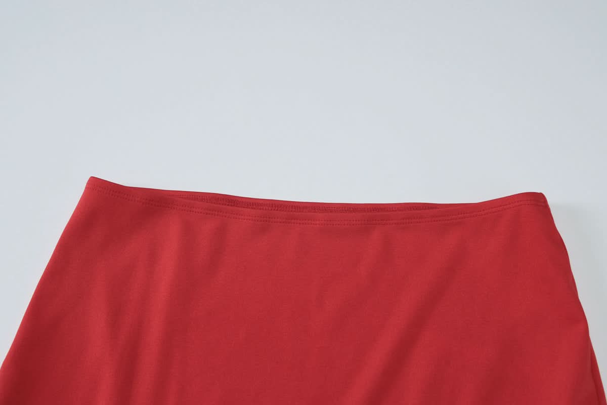 Crimson Chic: Ruched Backless Cami & Asymmetrical Midi Skirt Set – Holiday & Date Night Ready