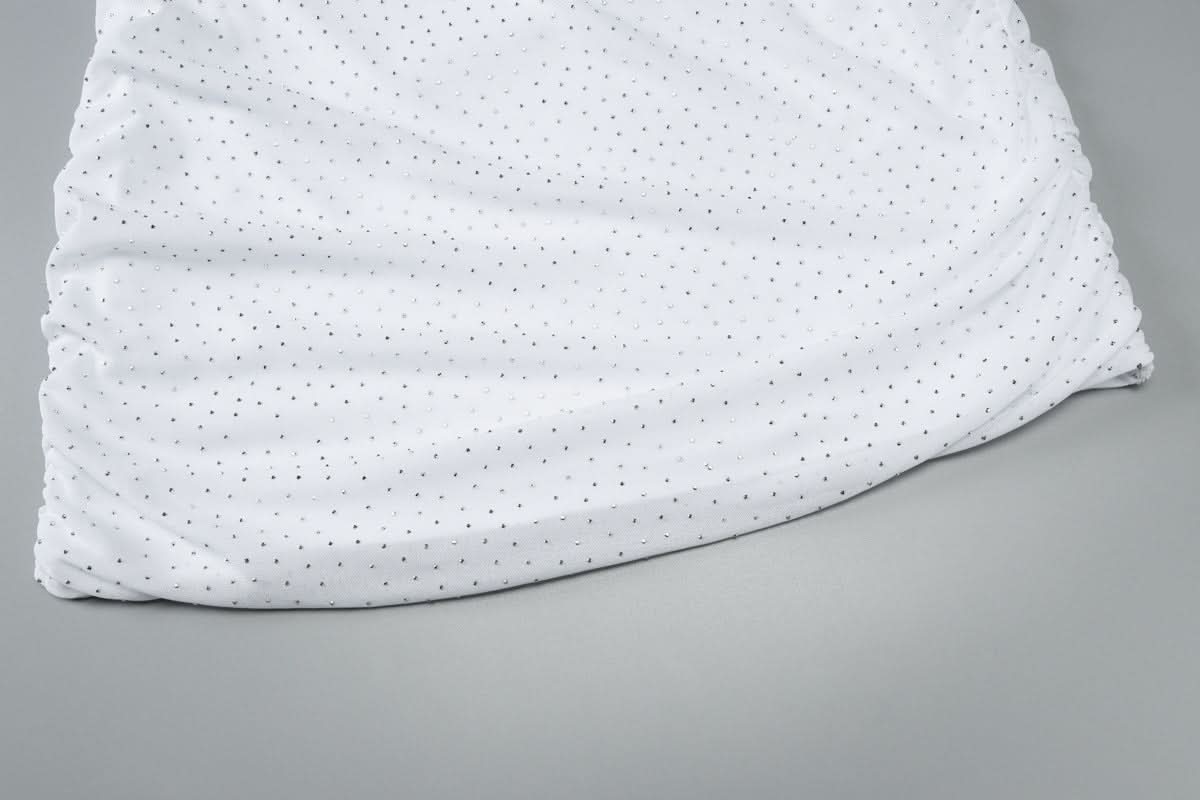 Dazzling Dot Mesh Halter Mini Dress - Chic Ruched Style for Parties & Holiday Glam