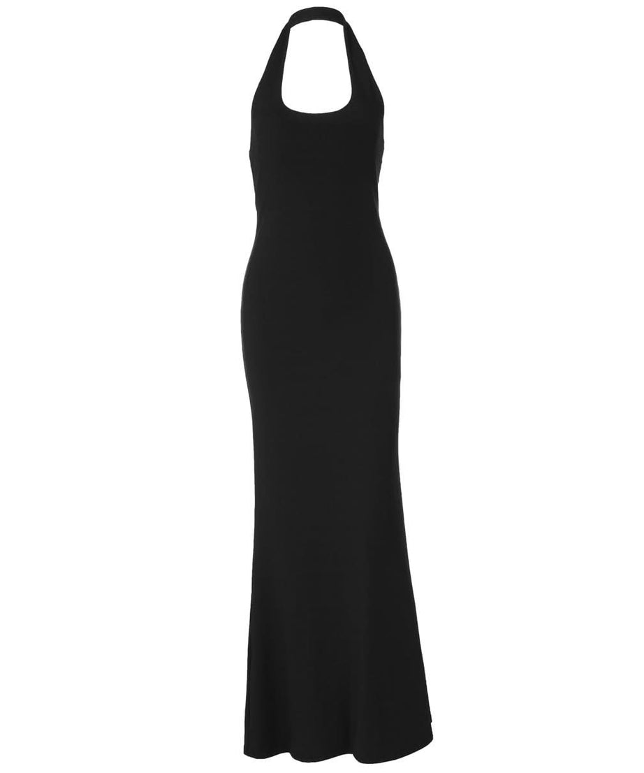 Glamorous Black Halter Backless Maxi Gown - Holiday Party & New Year's Eve Ready