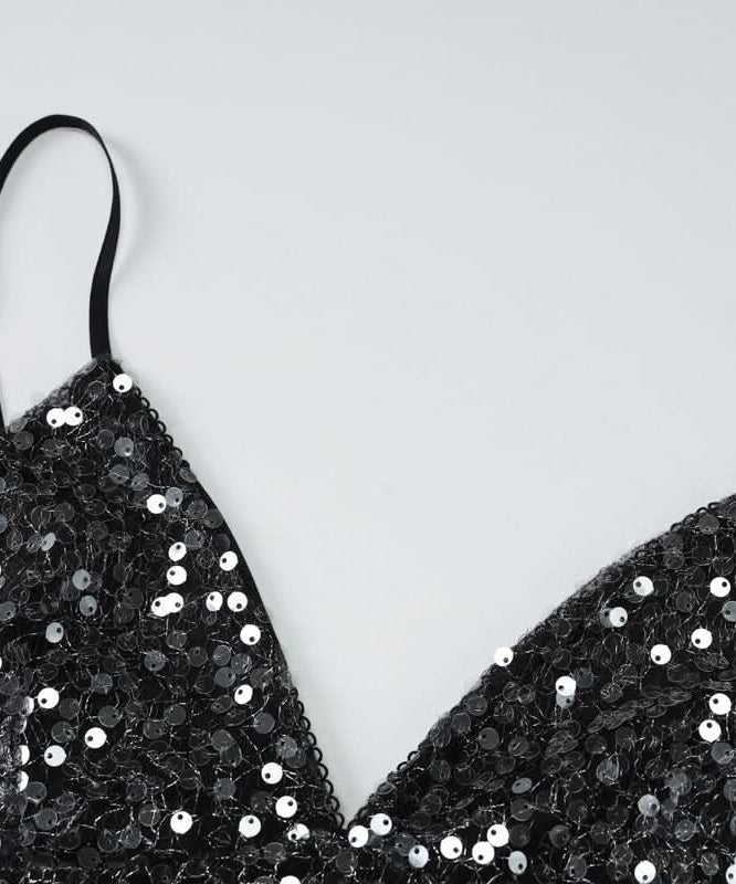 Glamorous Sequin & Sheer Babydoll Cami Top - Your Sparkle for Fall Parties & Holiday Nights