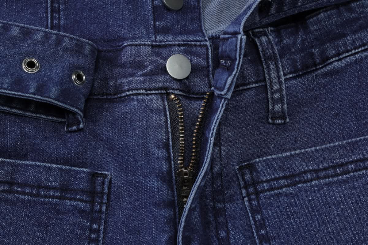 Retro Chic Halter Bell Bottom Jumpsuit: Belted Denim-Look for Fall Style