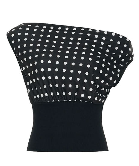 Classic Polka Dot One-Shoulder Ribbed Top - Effortless Fall Chic for American Women
