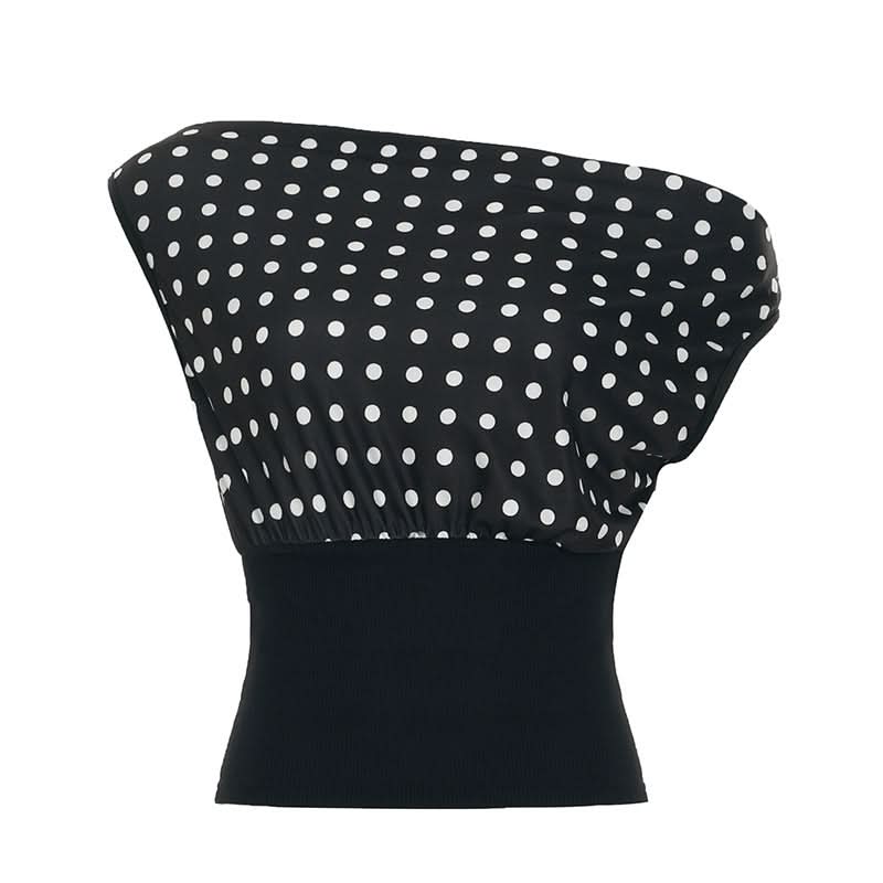 Classic Polka Dot One-Shoulder Ribbed Top - Effortless Fall Chic for American Women