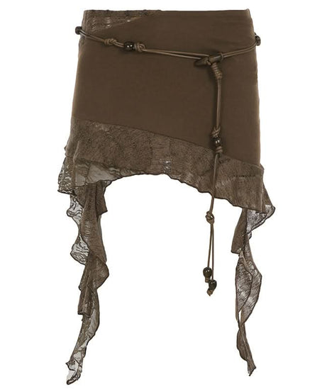 Autumn Pixie Dust Asymmetrical Ruffle Mini Skirt - Boho Chic & Fairycore Fall Fashion