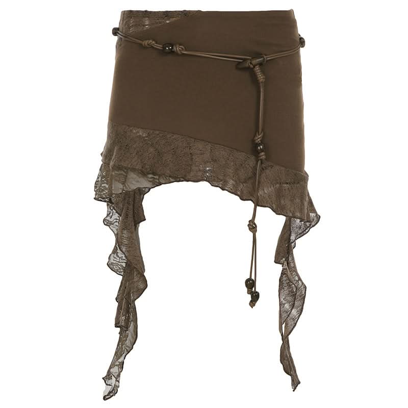 Autumn Pixie Dust Asymmetrical Ruffle Mini Skirt - Boho Chic & Fairycore Fall Fashion