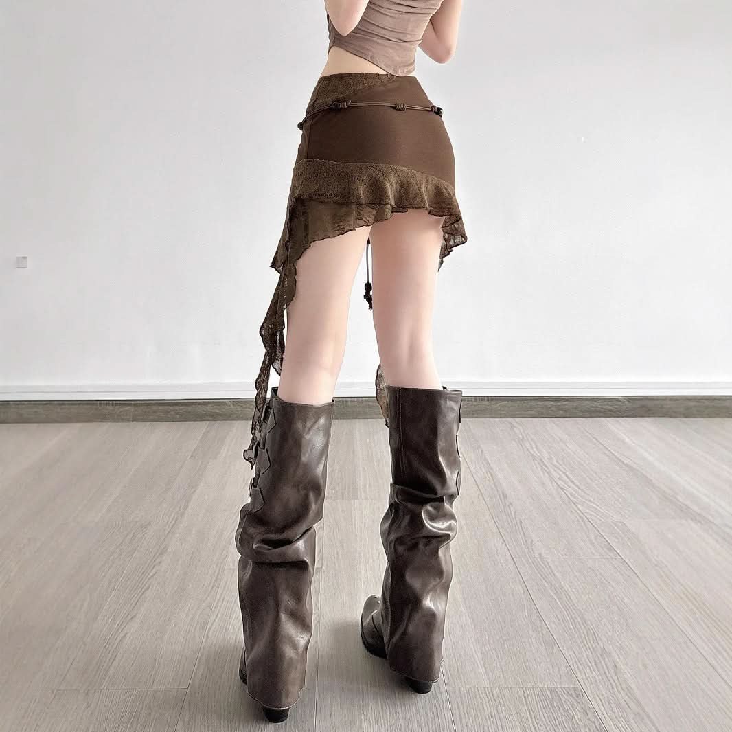 Autumn Pixie Dust Asymmetrical Ruffle Mini Skirt - Boho Chic & Fairycore Fall Fashion