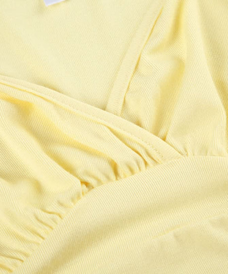 Butter Yellow Ruffle Crop Top | Sweetheart V-Neck Soft Knit for Effortless Fall Style