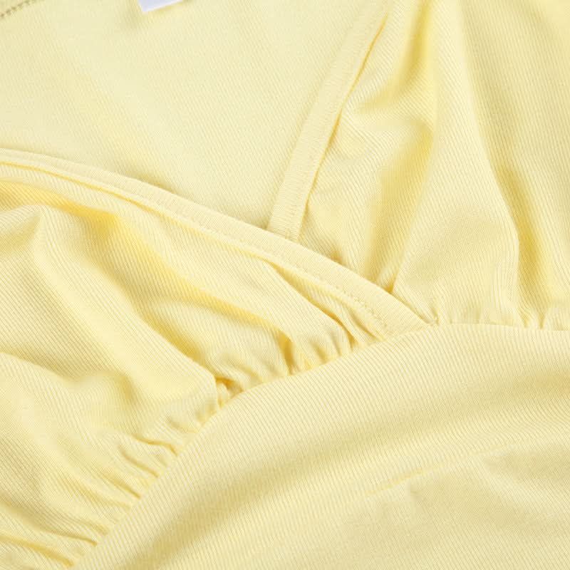 Butter Yellow Ruffle Crop Top | Sweetheart V-Neck Soft Knit for Effortless Fall Style