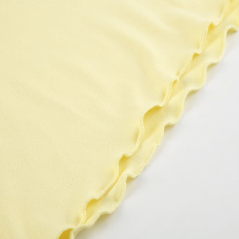 Butter Yellow Ruffle Crop Top | Sweetheart V-Neck Soft Knit for Effortless Fall Style