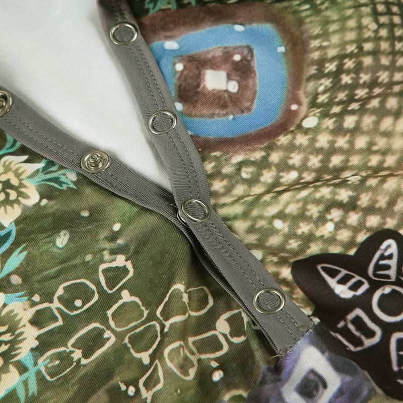 Fall Chic Y2K Abstract Print Collared V-Neck Top - Cap Sleeve & Fitted