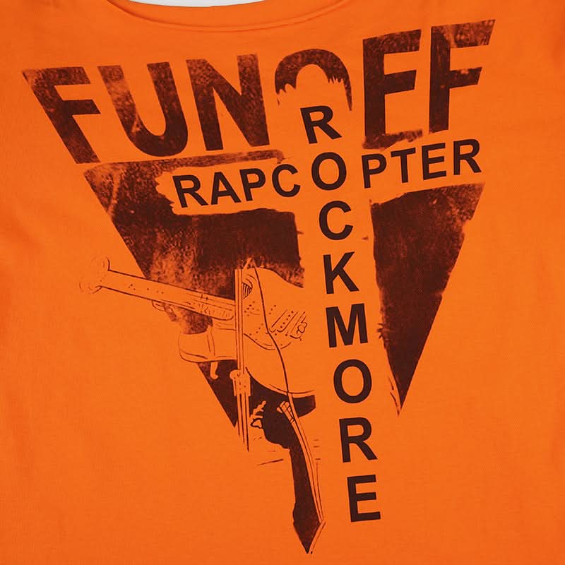 FUN OFF Rockmore Oversized Off-Shoulder Graphic Tee for Women | Edgy Fall Streetwear Top | Halloween Vibe