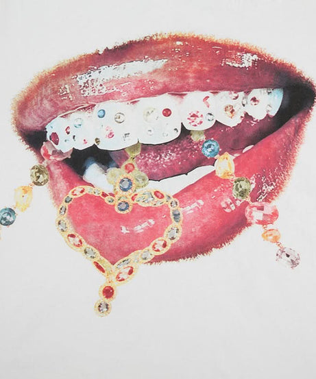 Glam Grills & Dripping Jewels Graphic Tee - Edgy Fall Statement Top for Women