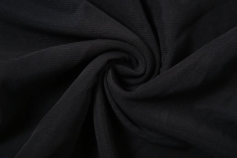 Gothic Siren Strapless Mesh Bodysuit Dress - Dramatic Asymmetrical Drape for Halloween & Fall Parties