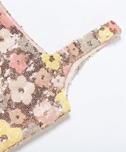 Dazzling Floral Sequin Mini Dress with Slit – Your Ultimate Holiday & Party Statement Piece