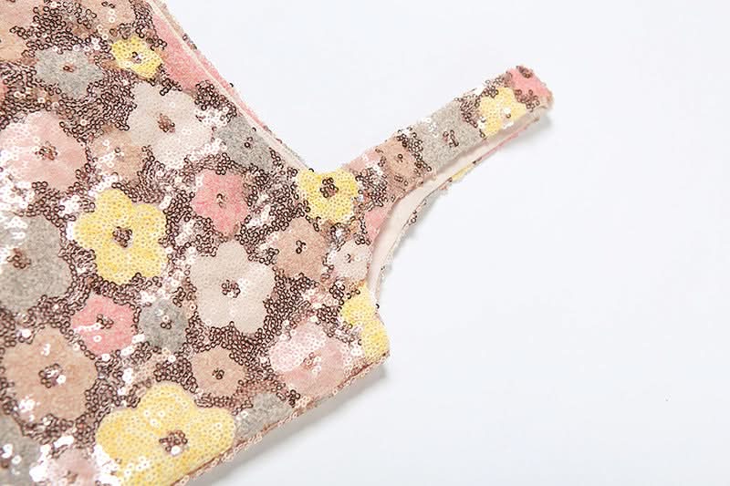 Dazzling Floral Sequin Mini Dress with Slit – Your Ultimate Holiday & Party Statement Piece