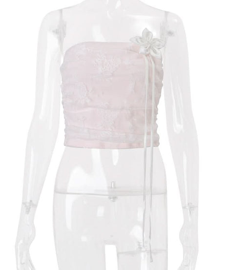 Romantic Floral Lace Tube Top - Chic Coquette Style for Fall Parties & Date Nights