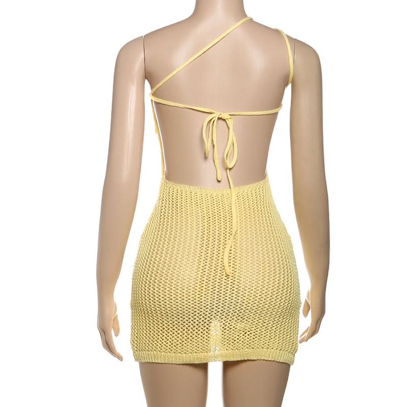 Dreamy Floral Crochet One-Shoulder Mini Dress - Your Chic Escape for Sunny Destinations