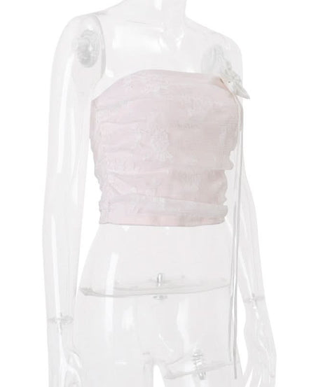 Romantic Floral Lace Tube Top - Chic Coquette Style for Fall Parties & Date Nights