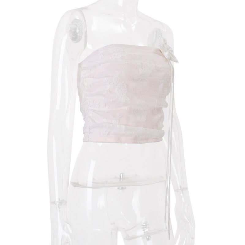 Romantic Floral Lace Tube Top - Chic Coquette Style for Fall Parties & Date Nights