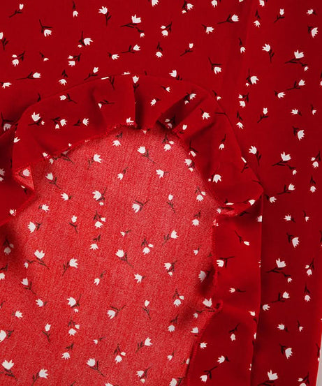 Autumn Chic Red Polka Dot Ruffle Slit Midi Skirt - Versatile & Flattering