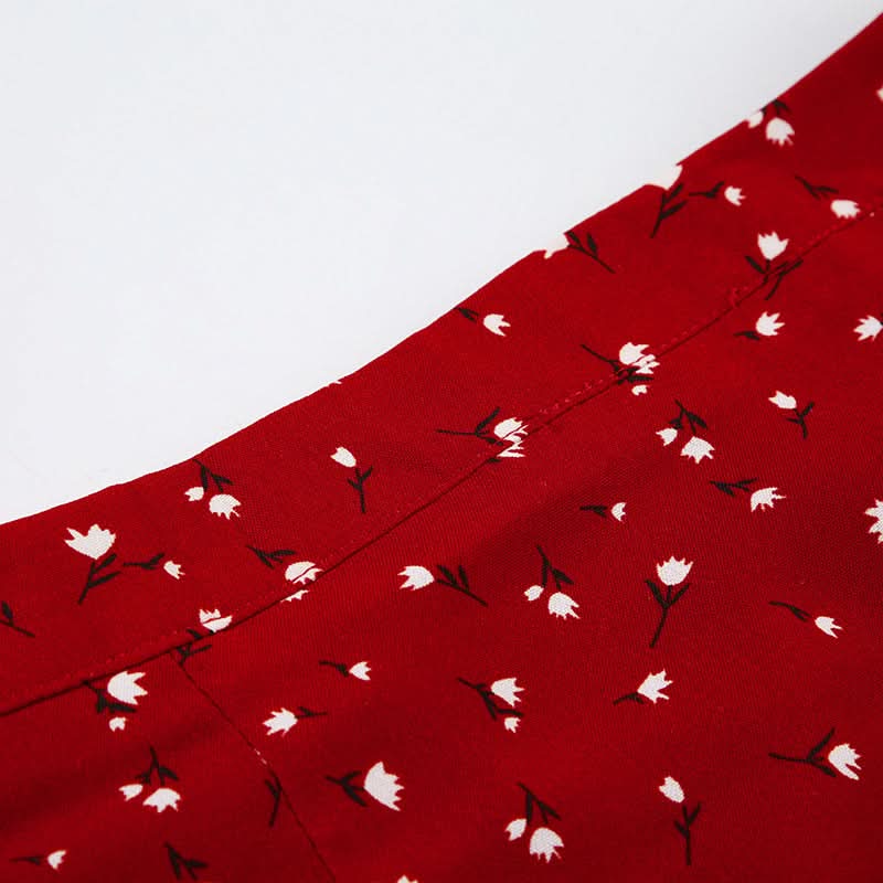 Autumn Chic Red Polka Dot Ruffle Slit Midi Skirt - Versatile & Flattering