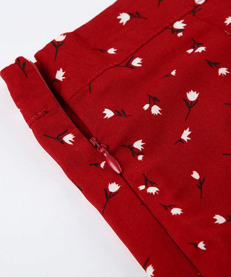 Autumn Chic Red Polka Dot Ruffle Slit Midi Skirt - Versatile & Flattering