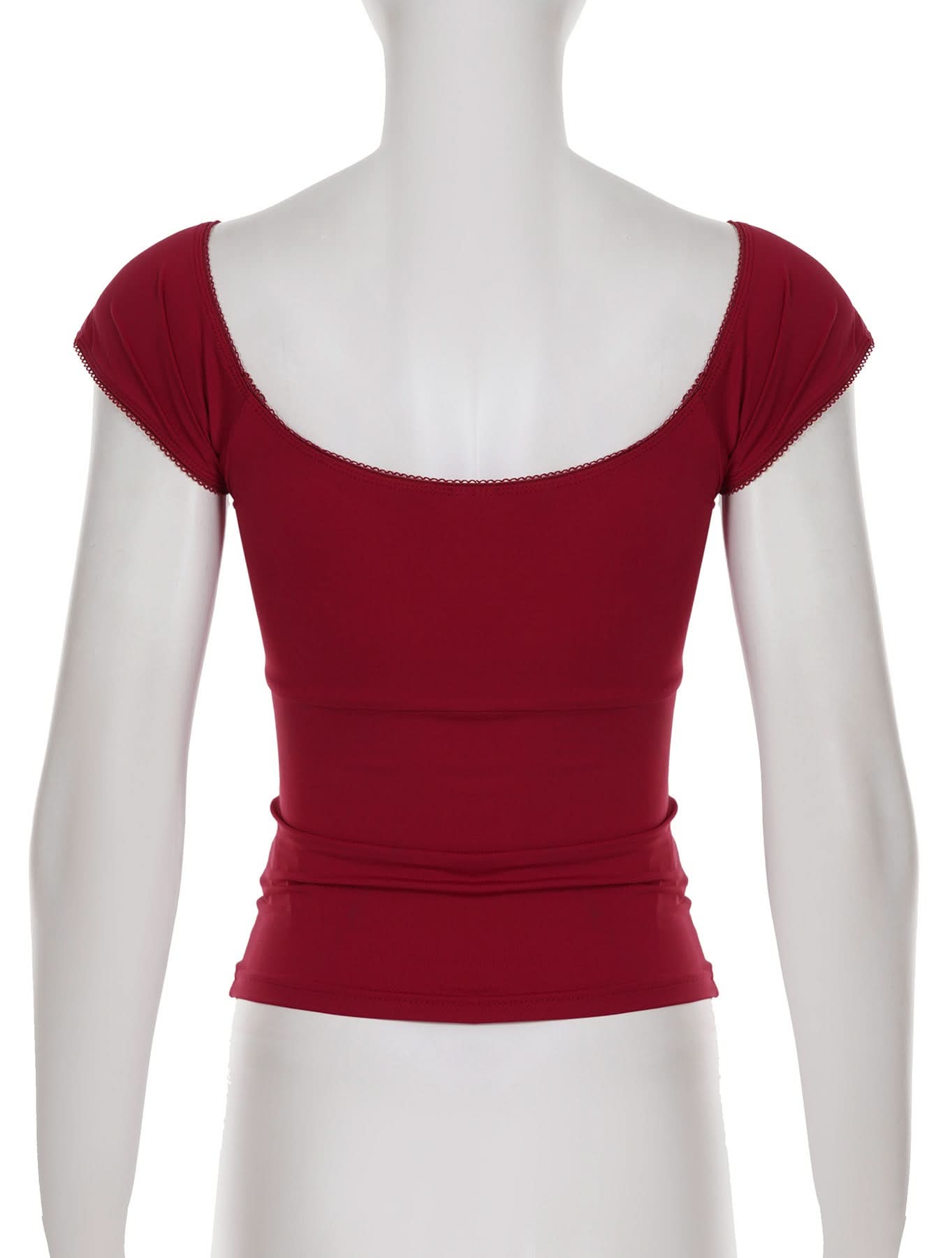 Autumn Blossom Square Neck Tie-Front Cap Sleeve Top - Deep Berry